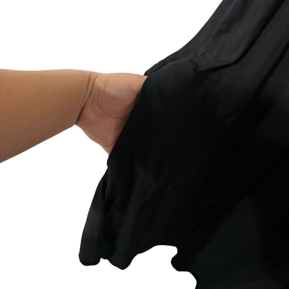 Eileen Fisher Viscose Jersey Stretch Pockets Long Sleeve Knee Dress XL Black - Picture 7 of 11